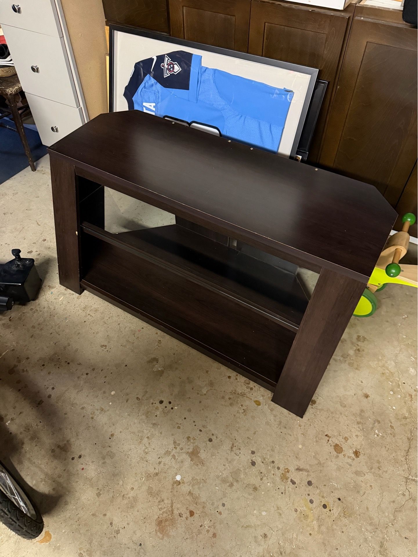 Reinforced 2015 tv stand with glass shelf