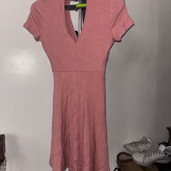 Soprano Blush Pink Ribbed Fit & Flare Dress - Size S