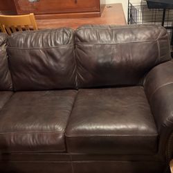 Brown Real Leather Couch