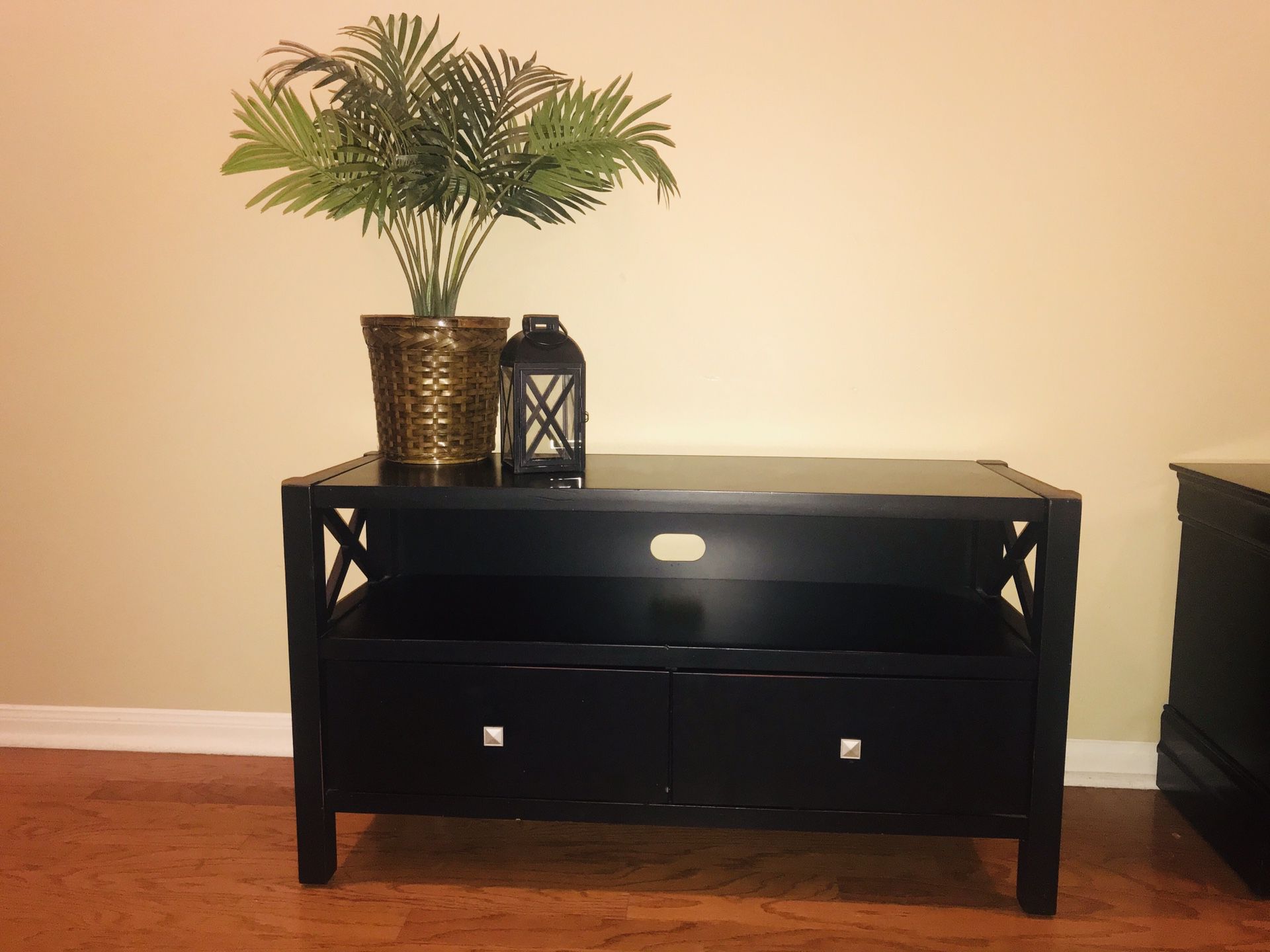 Beautiful dark wood entertainment center/ tv stand with drawers