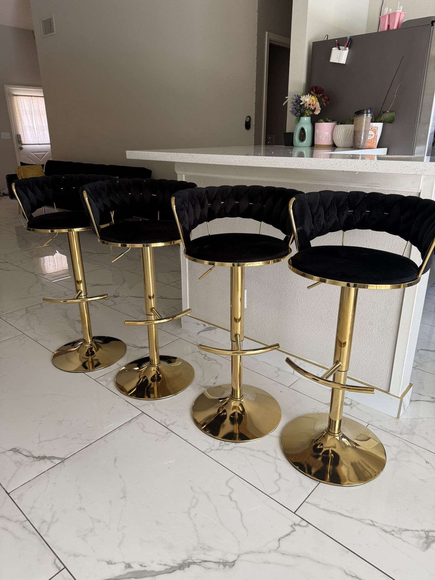 Bar Stool Chairs gold And Black Adjustable