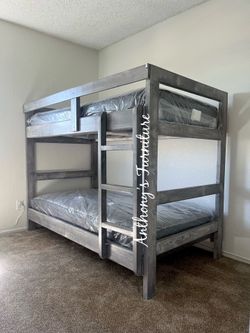 Twin bunk bed and mattress