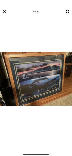 Whale Art - Beautifully Matted and Framed - Large !