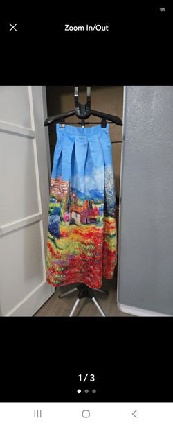 Tuscany Countryside Scenic Landscape Painting Maxi Skirt Size One Size