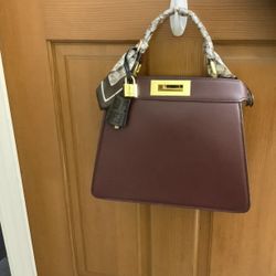 Tiffany And Fred Burgundy Leather Top Handle Bag