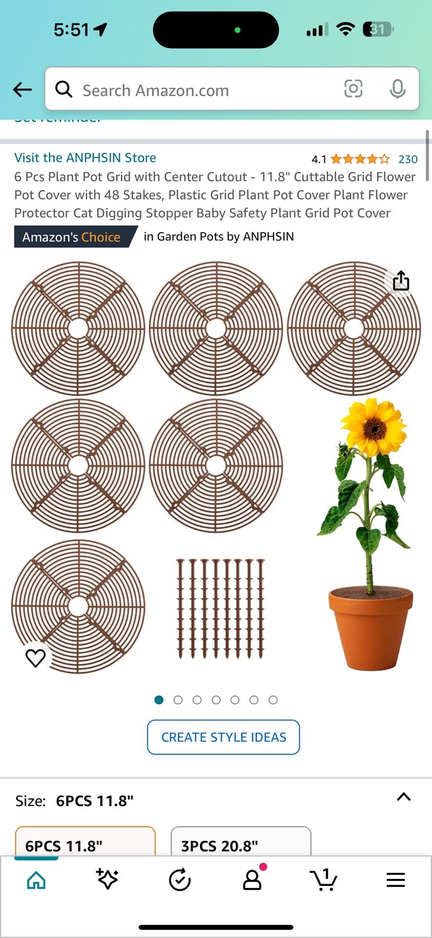 6 Pcs Plant Pot Grid with Center Cutout - 11.8" Cuttable Grid Flower Pot Cover