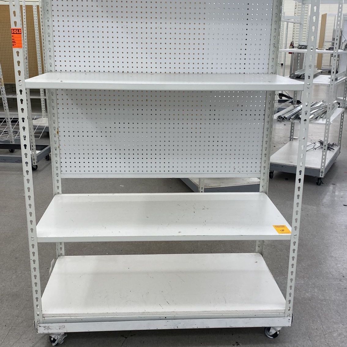 Rolling Wide Span Storage Shelving, 4-6 Adjustable Shelves & Pegboard (76”H x 48”W x 25”D) - Delivery