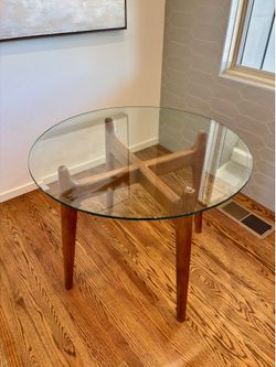Round Dining Table with Glass Top, Crate & Barrel