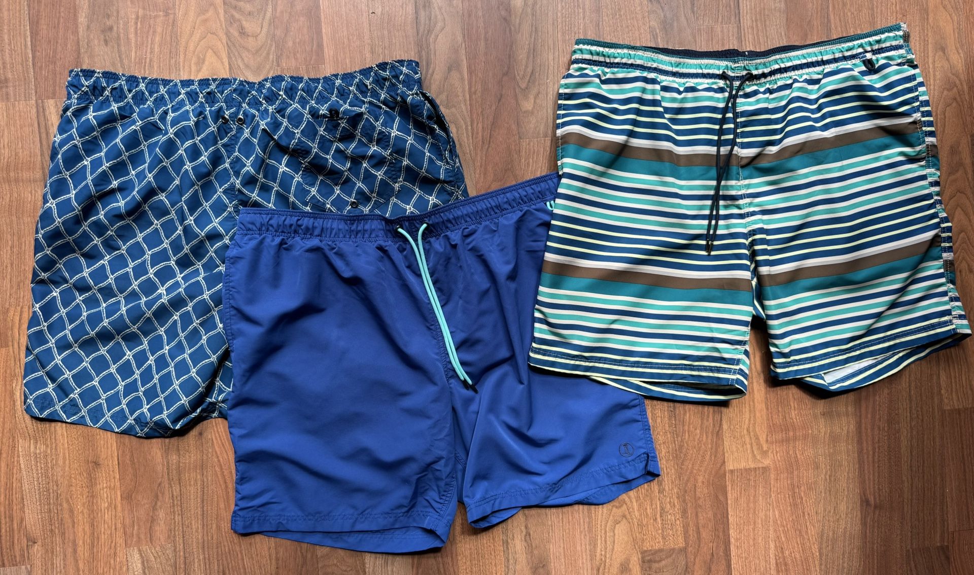 Lot of 3 Lands' End Swim Trunks Men's XXL 2X 44-46 Shorts Swimsuit Striped EUC