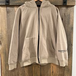 EUC Fear of God Essentials classic fit fleece hoodie zip up Large