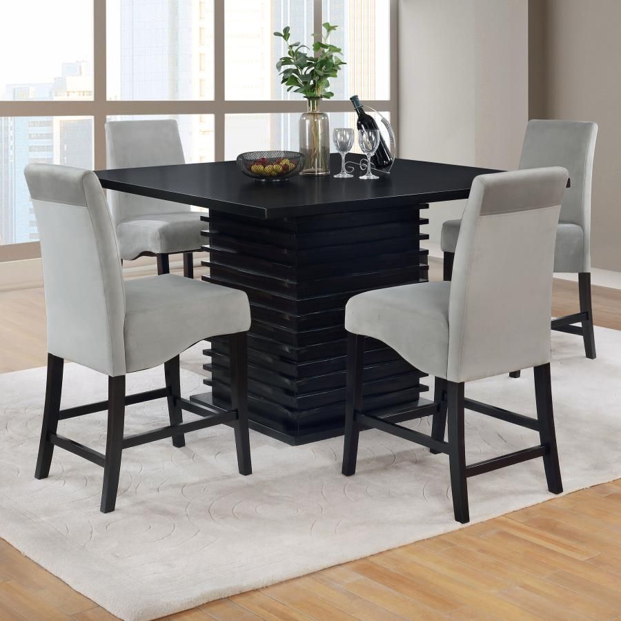 5PCS SQUARE COUNTER HEIGHT TABLE SET GRAY / BLACK (CO102068) $$949 DELIVER AVAILABLE