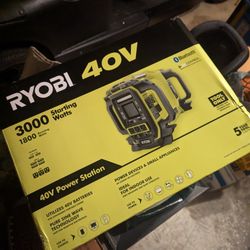 RYOBI 40V 3K WATTS PORTABLE BLUETOOTH POWER STATION GENERATOR 