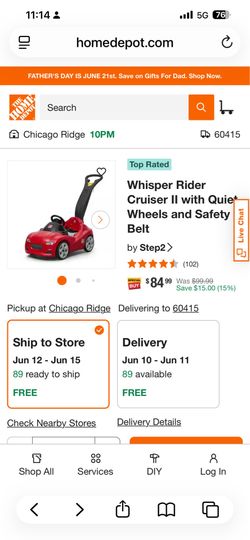 Step 2 Whisper Rider Cruiser II with Quiet Wheels and Safety Belt Brand New Just assembled