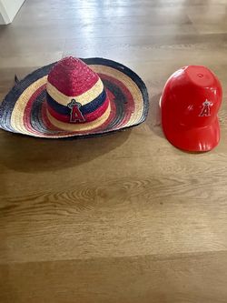 LA Angels MLB Sombrero Hat and plastic Helmet