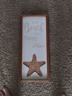 The Beach Is My Happy Place Wood Wall Sign