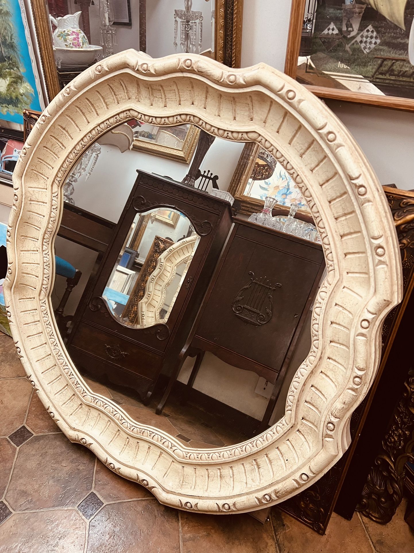 Mirror Bernhardt Large Whitewash Wall Mirror.
