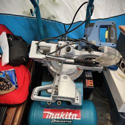 Makita Pneumatic MAC5200 Compressor + Makita 12" Sliding Miter Saw + Cart ($440)