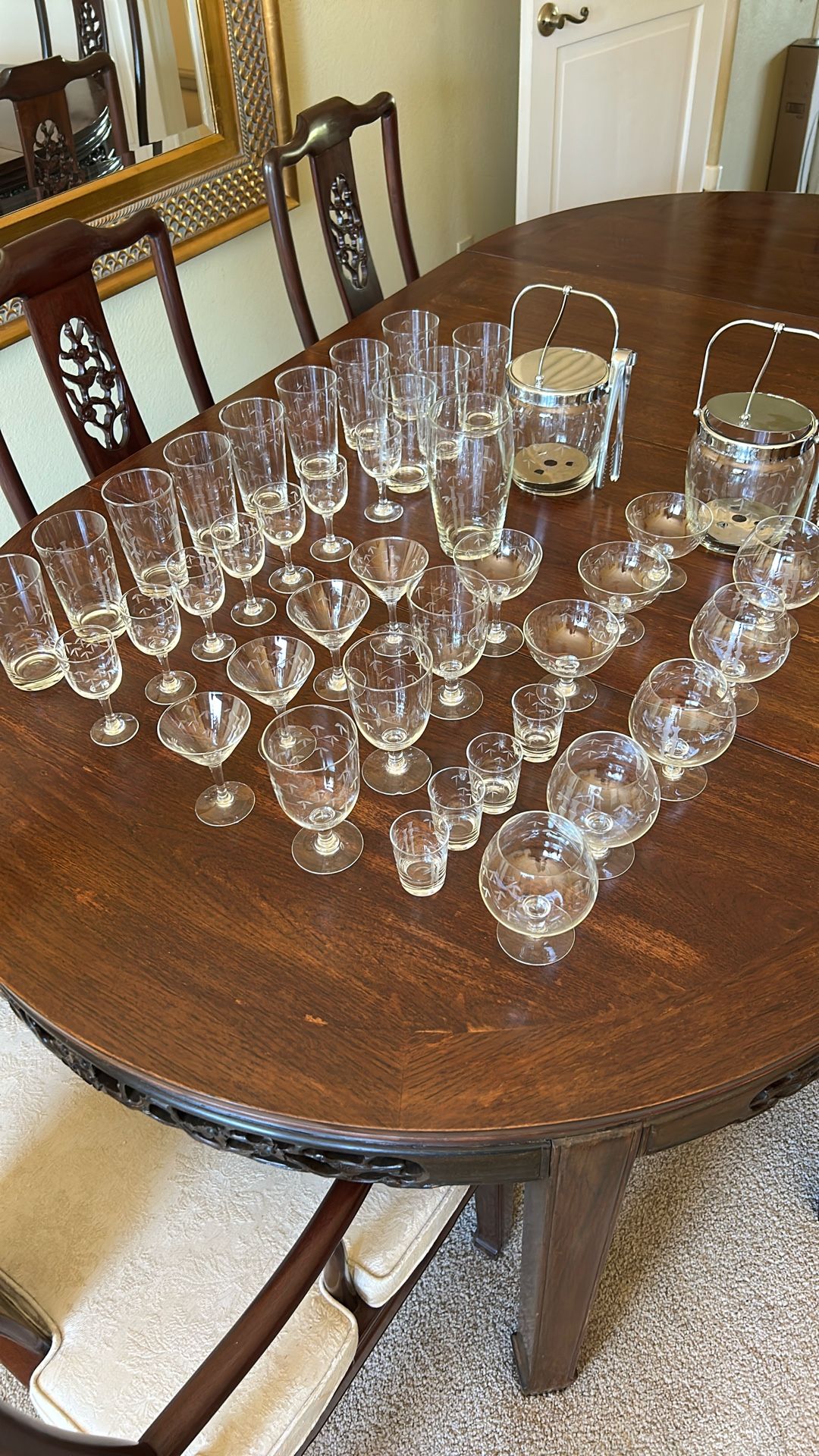 Vintage Set 41 Piece 1950s Bamboo Crystal