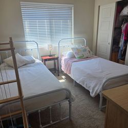 Matching twin beds - white iron