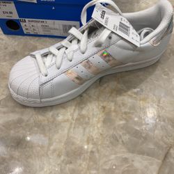 Brand New Adidas Superstar J Metallic Sneakers Size 6