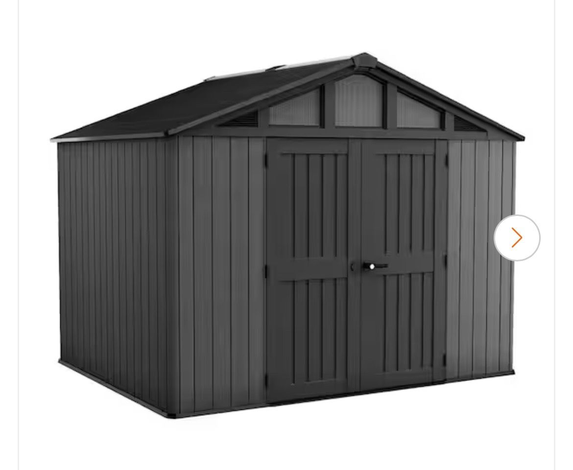 Keter Stronghold 2.0 10 ft. W x 8 ft. D Resin Plastic Shed with Floor (74 sq. ft.) in Grey