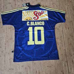 1999/2000 Club America soccer jersey 

CUAUHTEMOC BLANCO #10

Brand new with tags

RETRO 

SIZE AVAILABLE:

M
L
XL 
XXL

Nueva con etiquetas