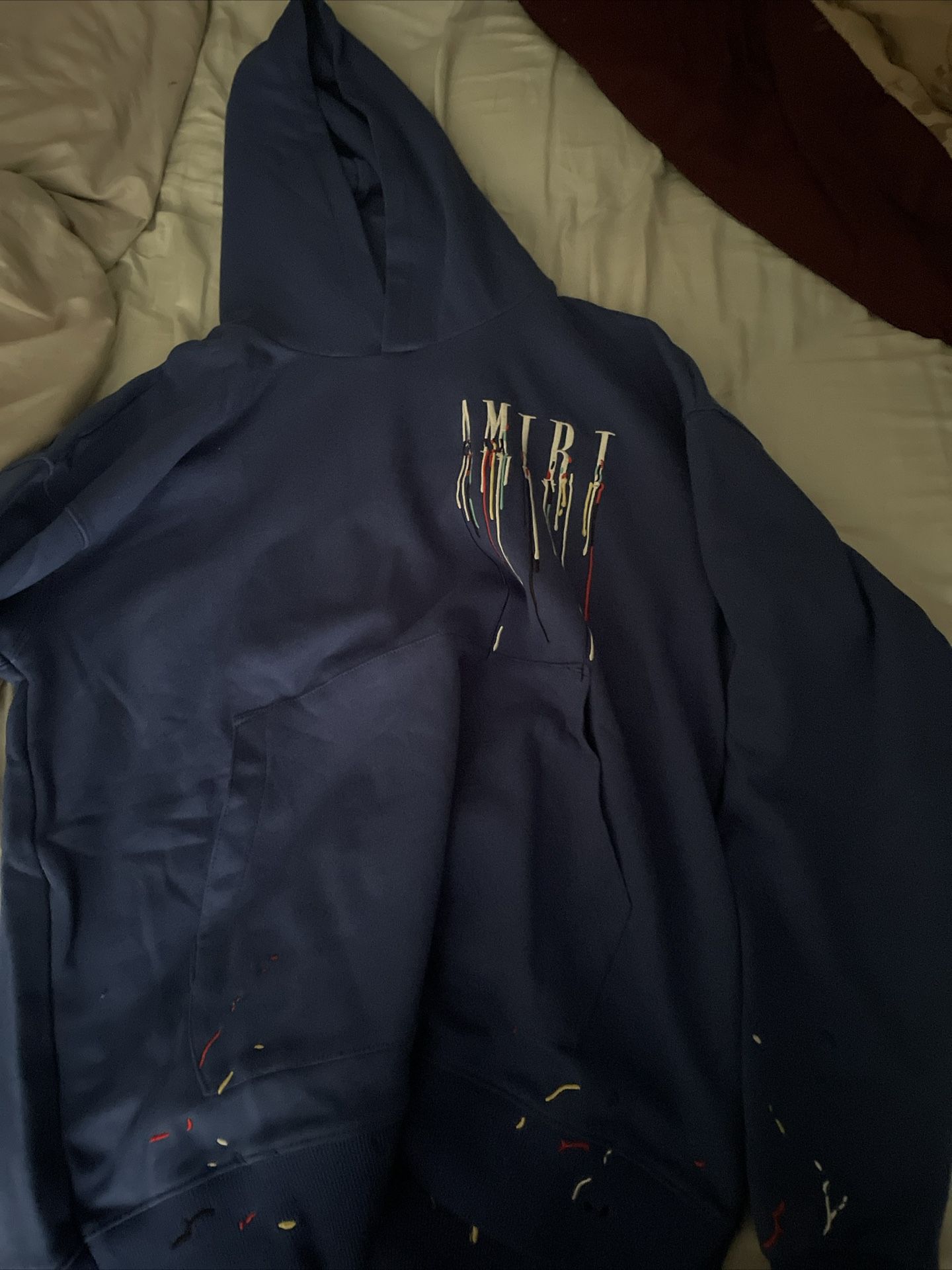 Blue amiri drip hoodie