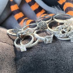 Several Beautiful Gold And silver Rings  Mostly Pandora Including Two Wedding/Anniversary Sets