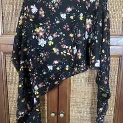 NWT! Soft Black, Rust, Yellow Floral Wrap, Stole, Shawl by INC. 37 X 98”
