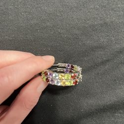 Mother’s Day Gift 💝 Sterling Silver~Multi-Gems~ Hoop Earrings ~ Gems Inside/Outside 8.56ctw