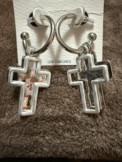 Beautiful Hoop Cross Earrings