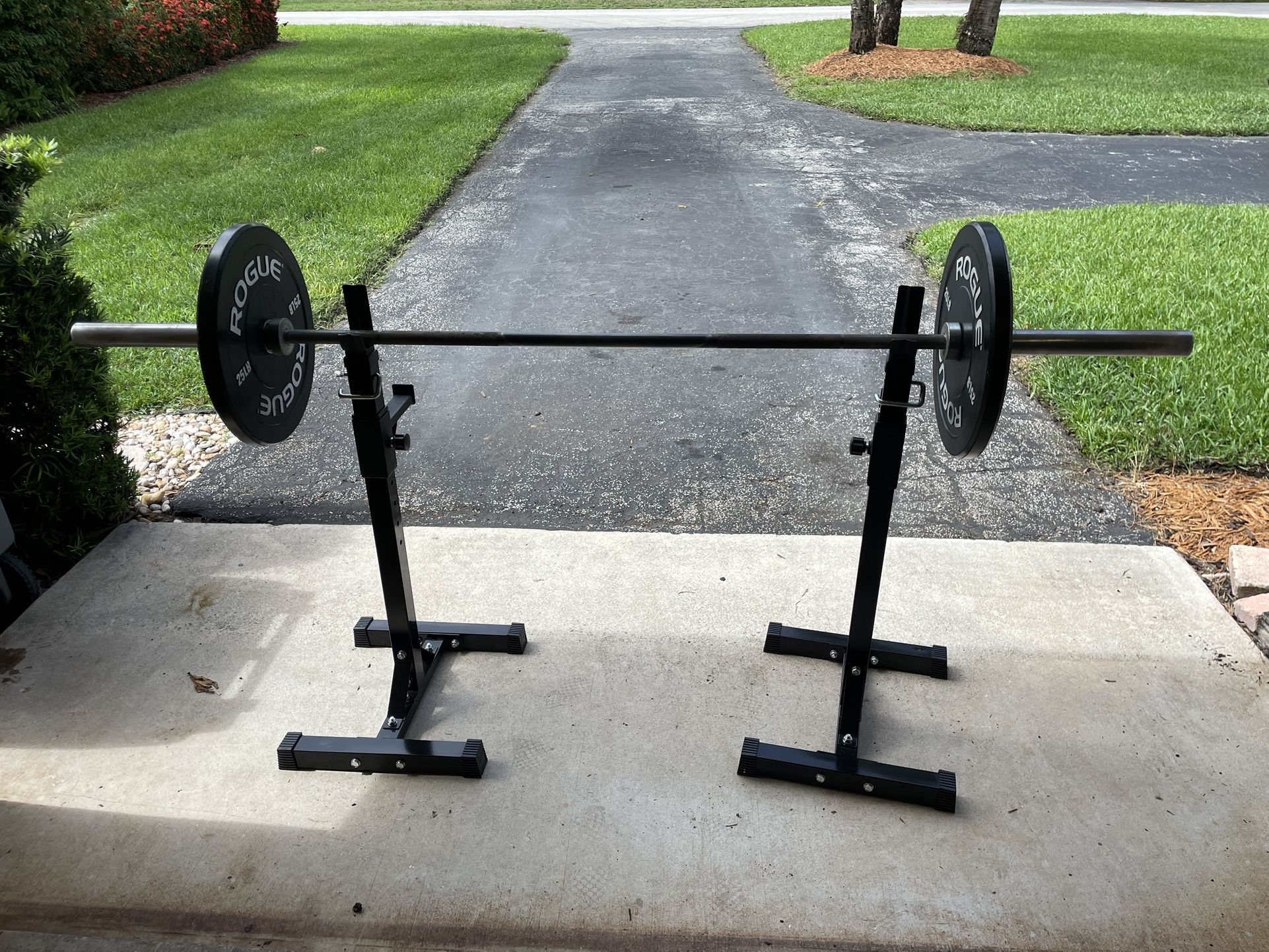Rogue Barbell 25lb Plates 2 Adjustable Stands