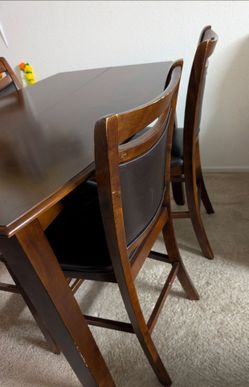 Counter Height extendable dining table with 4 chairs (Brown Color)