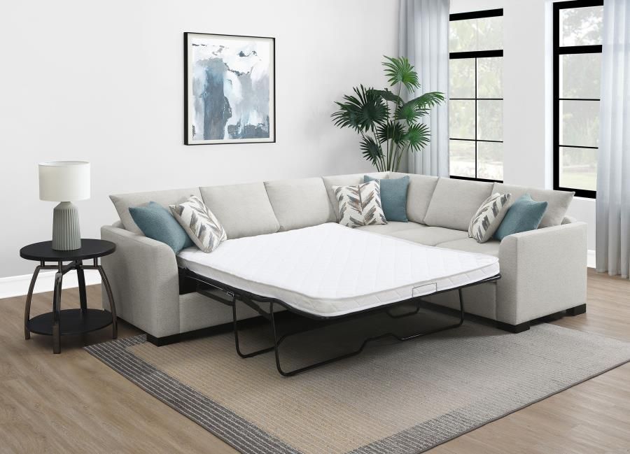 Chenille Upholstered Sleeper Sectional Sofa