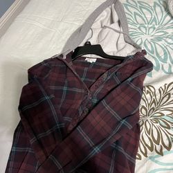 Plaid Button Up With Hoodie