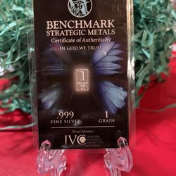 1 Grain Of .999 Silver On Benchmark Strategic Metals Card