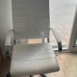 White Leather Desk Chair