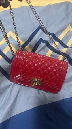 Purse, red and gold