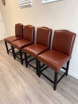 Set of 4 Brown Counter-Height Barstool Chairs – 24” Seat