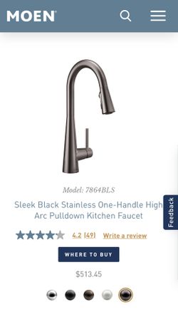 Moen Sleek Black Stainless Kitchen Faucet