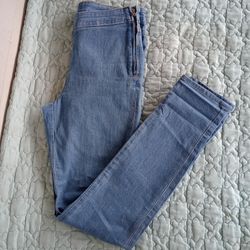 H&M Divided Light Wash Skinny Pull On Side Zip Jeans Sz 8