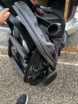 Gray Baby double Stroller with Cup Holder