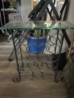 Wine Rack With Glass Table Top