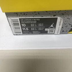 Nike Air Jordan Retro 4 Yellow Size 10 New