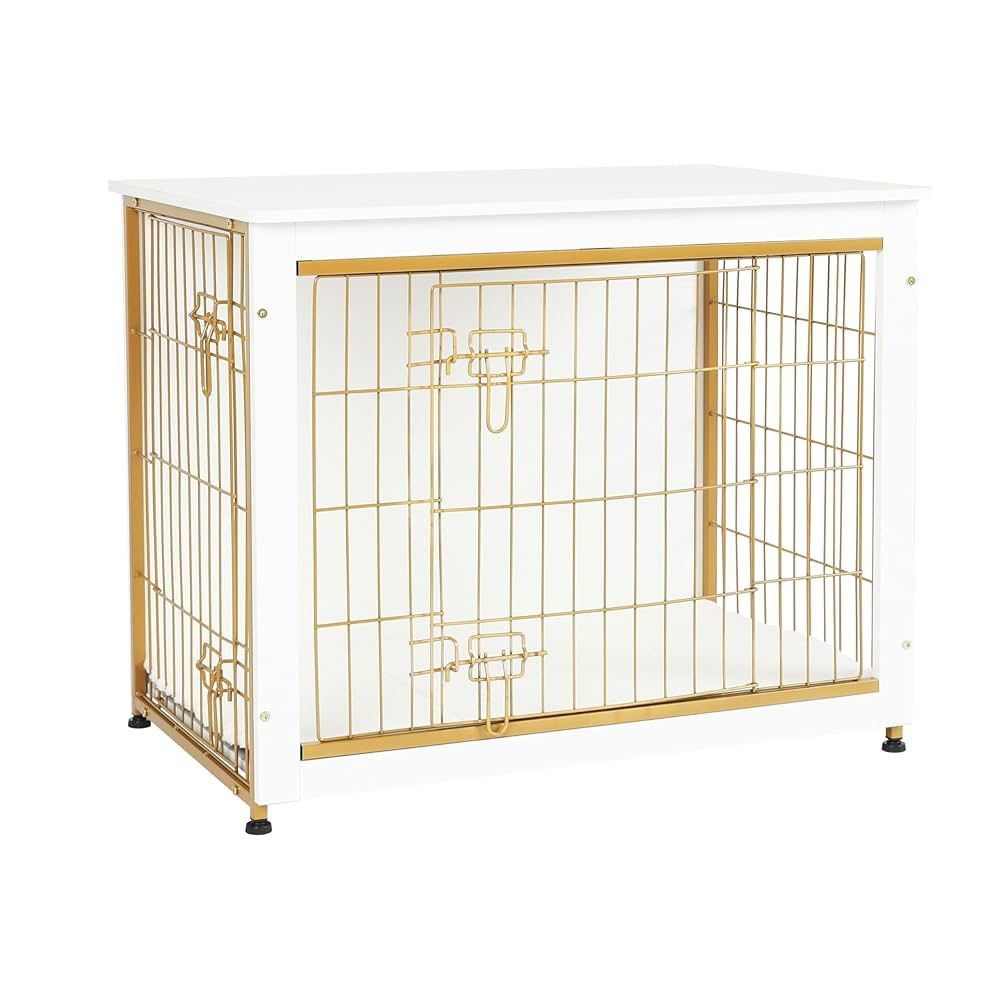 DWANTON Dog Crate Furniture Table Medium White Gold Brand New