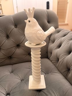 White Bird on Pedestal Decorative Sculpture
