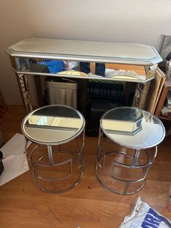 Glass table & mini coffee set