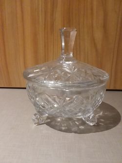 Crystal Starburst Footed Candy Dish/Lid