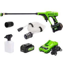 Greenworks 24V (600 PSI) Portable Power Cleaner, 4.0Ah USB Battery and Charger Included