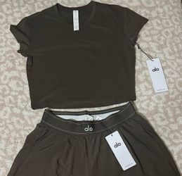 Alo Brown Top and Trouser Pants Set $100 **READ DESCRIPTION**
